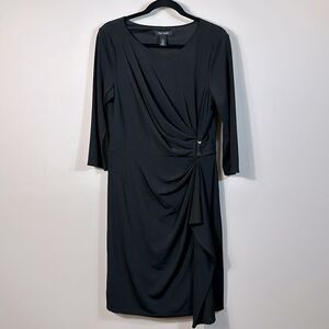 White House Black Market Black Dress Pullover 3/4 Sleeve Stretch Women Size 10